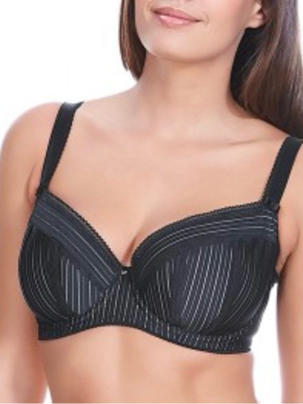 Freya Black Pinstripe padded half cup Underwire Bra 36FF